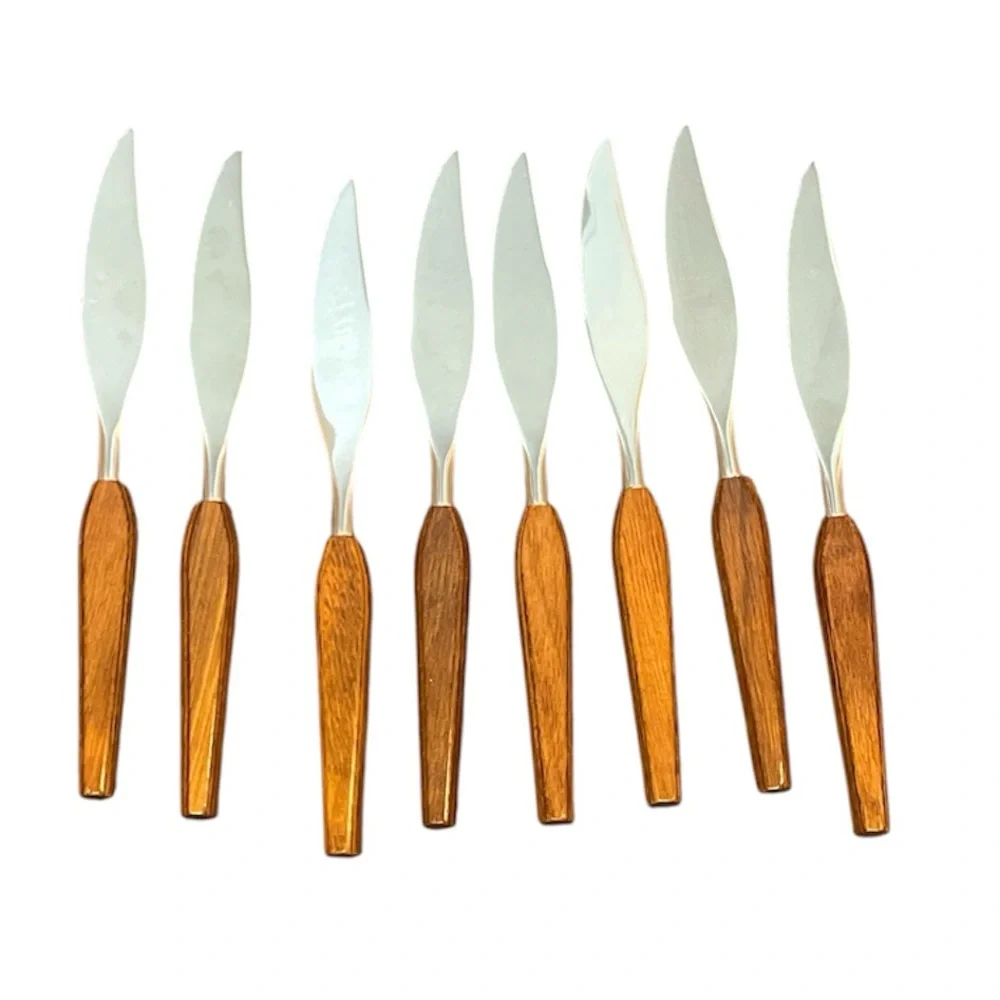 Town & Country Steak Knife Set Washington Forge Wood Handle Stainless Blade MCM